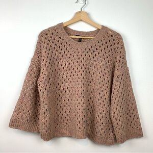 Eileen Fisher Chunky Knit Sweater Alpaca Pink Sz XS Oversized Lagenlook Soft